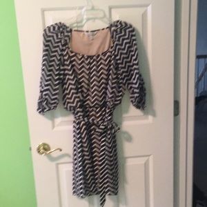 Blue and cream striped dress